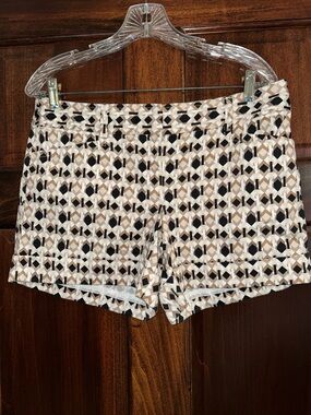 White House Black Market High-Waist Geometric Print Shorts in Beige and Black 10